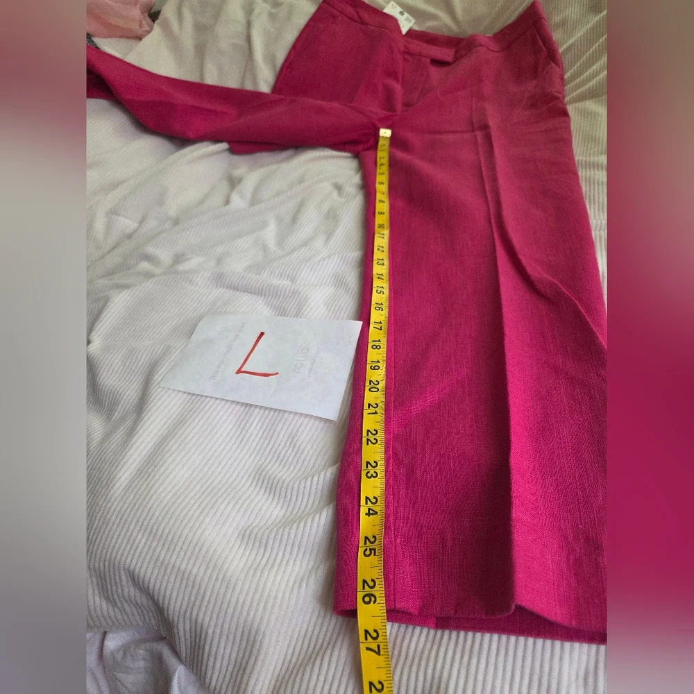 Zara High-waisted Slim Linen Pants Fuschia ZW COllection Bnwt